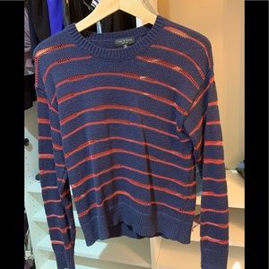 Rag & bone red and blue sweater. Beautifully stitched with small cut out detail